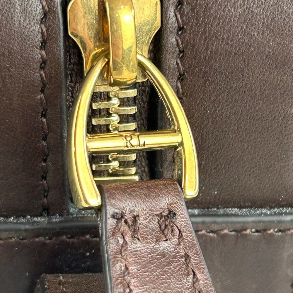 RARE POLO RALPH LAUREN WELLINGTON PATCHWORK TWEED CROSSBODY BAG PURSE BROWN - Picture 10 of 15